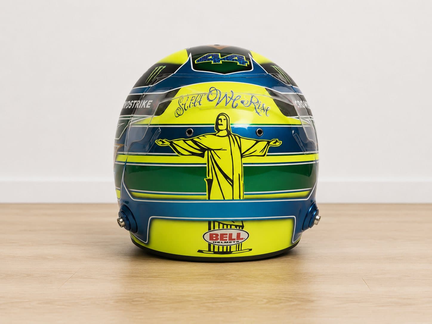 Casque Lewis Hamilton Mercedes Brésil 2023 – arrière (Still We Rise, #44)