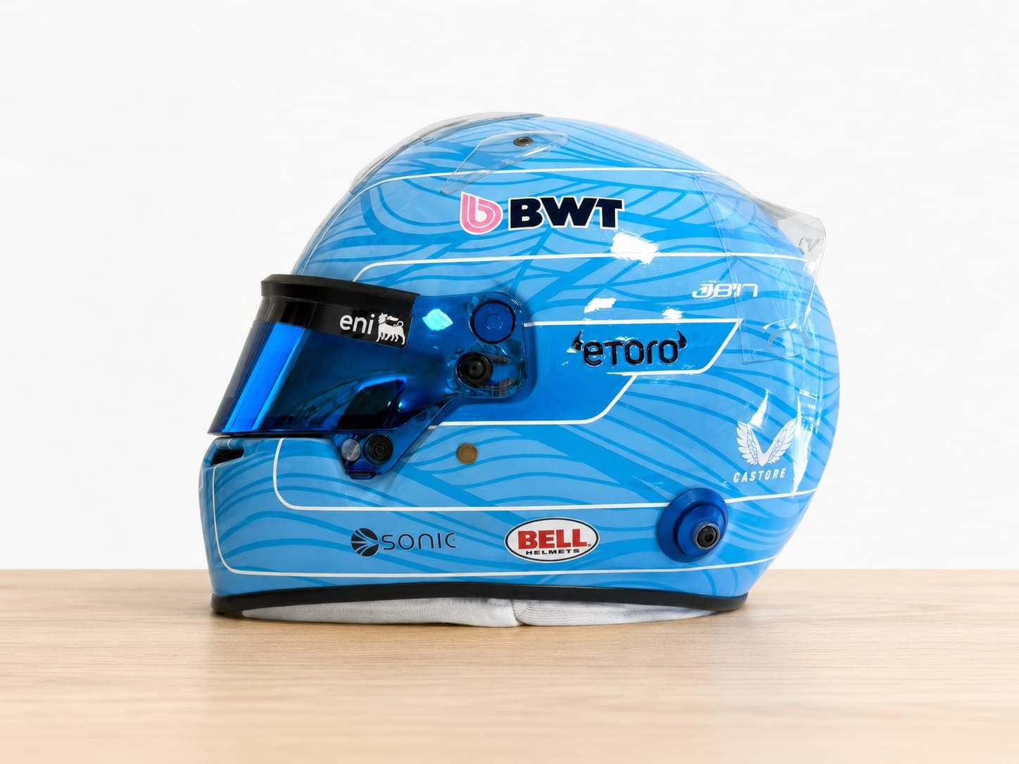 Casque Pierre Gasly Alpine 2026 bleu – profil gauche