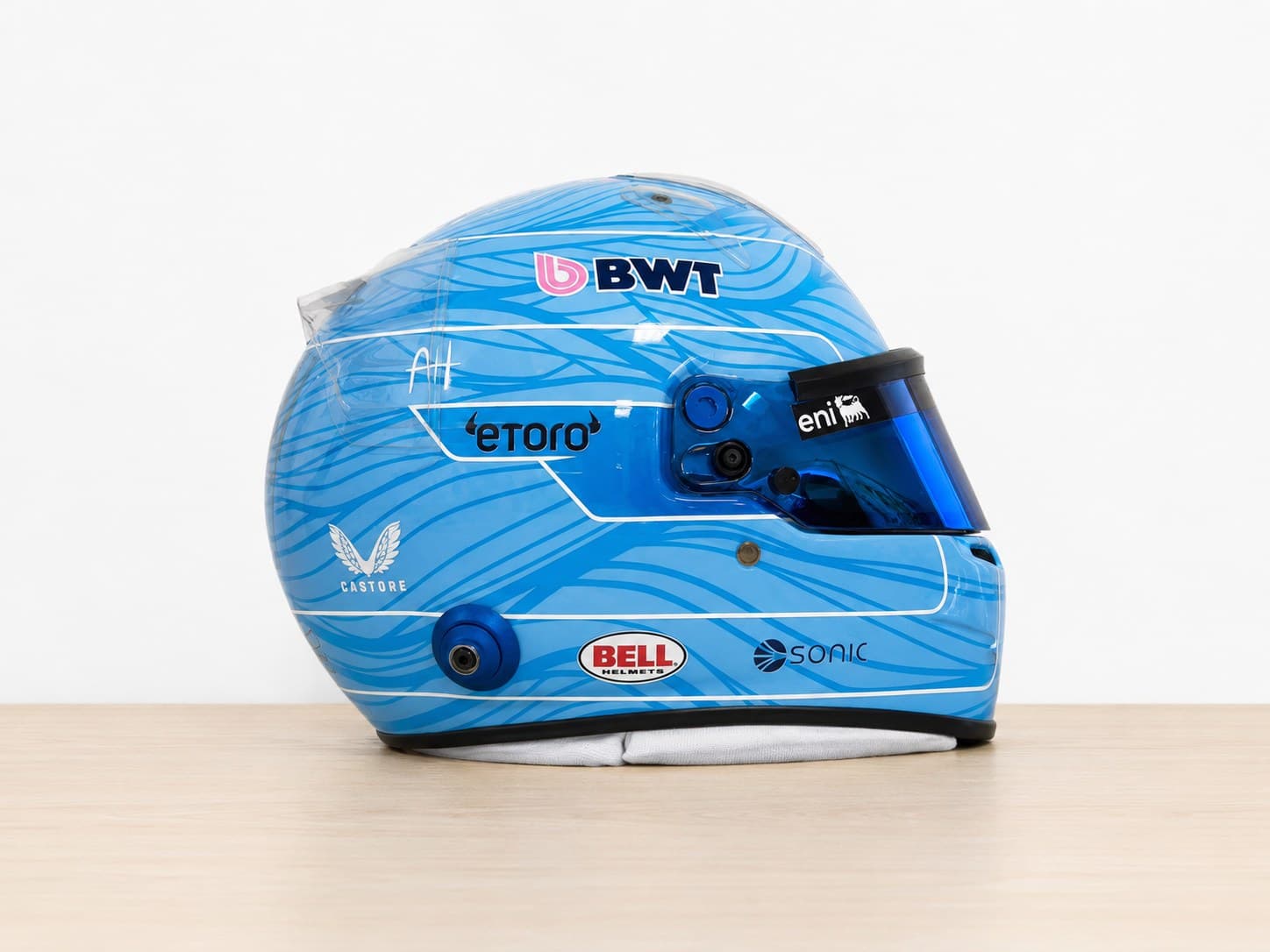 Casque Pierre Gasly Alpine 2026 bleu – profil droit