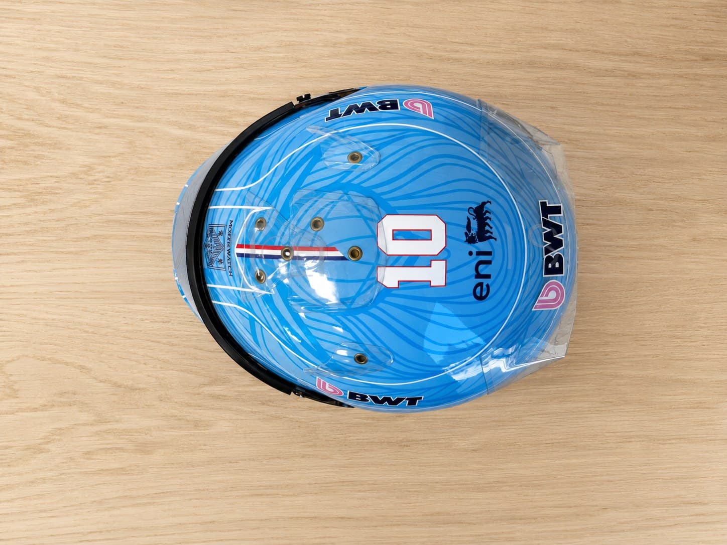 Casque Pierre Gasly Alpine 2026 bleu – vue de dessus